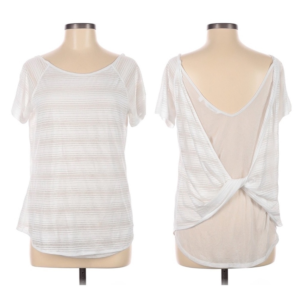 Athleta Sun Stripe Tee White - Picture 3 of 7